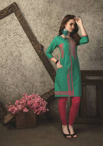 Add This Simple Kurti For Your Regular Wear In Green Color Fabricated On Cotton. This Readymade Kurti Is Available In Many Sizes So Select As Per Your Fit And Comfort.