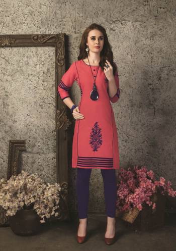 Look Pretty Wearing This Readymade Kurti In Pink color Fabricated On Cotton. It Is Available In Many sizes So That You Can Choose You Size As Per Your Comfort. 