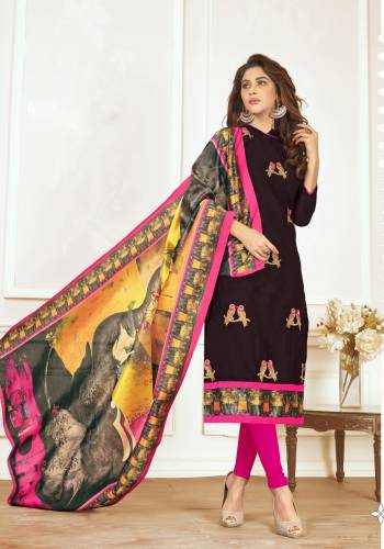 For Your Casual Wear, Grab This Dress Material In Dark Color With This Wine Colored Top Paired With Pink Colored Bottom And Multi Colored Dupatta. Its Top And Bottom Are Fabricated On Cotton Paired With Cotton Silk Digital Printed Dupatta. Get This Dress Material Stitched As Per Your Desired Fit And Comfort. Buy Now.