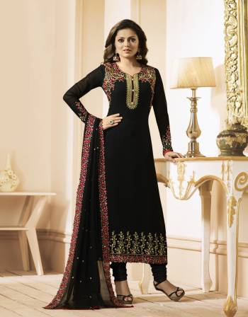 Enhance Your Beauty Wearing This Designer Straight Cut Suit In Black Color Paired With Black Colored Bottom And Dupatta. Its Top Is Fabricated On Georgette Paired With Santoon Bottom And Dupatta. All Its Fabrics Ensures Superb Comfort All Day Long. Buy Now.