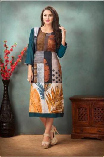 For Your Casual Wear, Grab This Multi Colored Readymade Kurti Fabricated On Rayon Cotton Beautified with Abstract Prints. This Kurti Is Light Weight And Easy To Carry All Day Long.