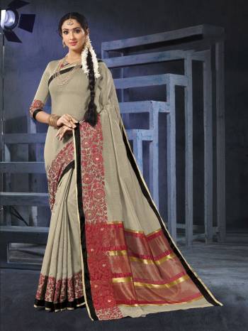 Rich And Elegant Looking Color Is Here With This Saree In Grey Color Paired With Grey Colored Blouse. This Saree And Blouse Are fabricated On Cotton Silk Which Is Light In Weight And Easy To Drape. Also It Is Durable And easy To Care For.