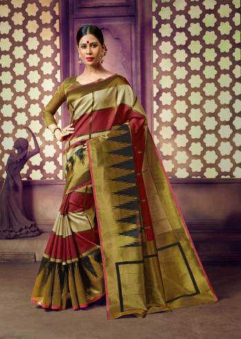 Grab This Lovely Banarasi Saree In Olive Green And Maroon Color Paired with Olive Green Colored Blouse. This Saree And Blouse Are Fabricated On Banarasi Art Silk Which Is Durable And Easy To Care For. Also This Fabric Gives A Rich Look To Your Perosnality.