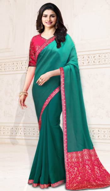 Celebrate This Festive Season Wearing This Saree In Navy Blue Color Paired With Contrasting Pastel Green Colored Blouse. This Saree Is Fabricated On Soft Silk Paired With Art Silk Fabricated Blouse. Its Pretty combination And Light Embroidery Will Earn You Lots Of Compliments From Onlookers.