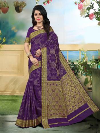 Add This Lovely Saree To Your Wardrobe In Purple Color Paired With Purple Colored Blouse. This Saree And Blouse Are Fabricated On Art Silk Which Gives A Unique Look To Look Your Personality And also Earn You Lots Of Compliments From Onlookers.