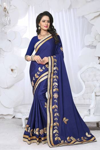 Shine Bright Wearing This Saree In Royal Blue Color Paired With Royal Blue Colored Blouse. This Saree Is Fabricated On Chinon Silk Paired With Art Silk Fabricated Blouse. It Is Light weight And Beautified With Fancy Work.