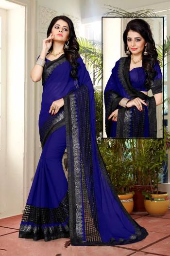 Attract All Wearing This Saree In Royal Blue Color Paired With Royal Blue Colored Blouse. This Saree Is Fabricated On Chiffon Paired With Art Silk Fabricated Blouse. It Is Durable And Easy To Care For.