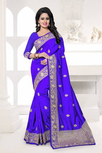 New And Unique Shade Is Here With This Silk Saree In Violet Color Paired With Violet Colored Blouse. This Saree And Blouse Are Fabricated On Art Silk Beautified With Jari Embroidery. Buy This Saree Now.