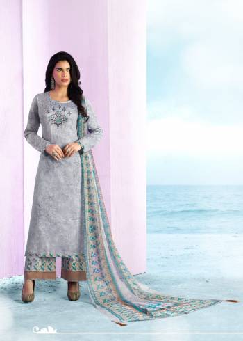 If You Are Fond Of Light Colors, Than This Suit Is Perfect For Youy Personality. Its Top, Bottom And Dupatta All Are In Pale Grey Color. Its Top and Bottom Are Fabricated On Cotton Paired With Chiffon Dupatta. All Its Fabrics Ensures Superb Comfort All Day Long. Buy Now.