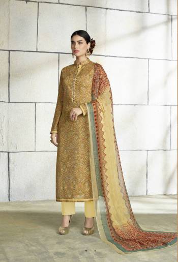 If Those Readymade Suit Does Not Lend You Thr Desired Comfort Than Grab This Dress Material In Light Yellow Color Paired With Light Yellow Colored Bottom And Dupatta. Its Top And Bottom are fabricated On Cotton Paired With Chiffon Dupatta. Get This Stitched As Per Your Desired Pattern And Comfort.