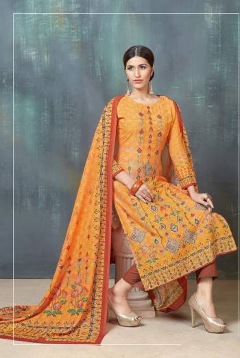 Orange Color Induces Perfect Summery Appeal To Any Outfit, So Grab This Straight Cut Suit In Orange Color Paired With Orange Colored Bottom And Dupatta. Its Fabrics Are Soft Towards Skin And Easy To Carry All Day Long.