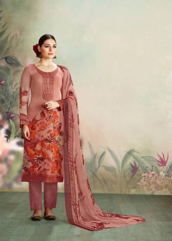 Look Pretty Wearing This Straight Cut Suit In Dusty Pink Color Paired With Dusty Pink Colored Bottom And Dupatta. Its Top Is Fabricated On Cotton Satin Paired With Cotton Bottom And Chiffon Dupatta. Its All Three Fabrics Ensures Superb Comfort All Day Long. Buy This Dress Material Now.