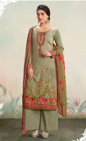 Here Is A Very Pretty Shade Of Green With This Dress Material In Mint Green Colored Top Paired With Mint Green Colored Bottom and Dupatta. Its Top Is Fabricated On  Cotton Paired With Chiffon Dupatta. Buy Now.