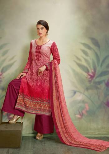 Look Pretty In These Shades Of Pink With This Pink Colored Top Paired With Magenta Pink Colored Bottom And Pink Colored Dupatta. Its Top Is Fabricated On Cotton Satin Paired With Cotton Bottom And Chiffon Dupatta. Get This Stitched As Per Your Desired Fit And Comfort.