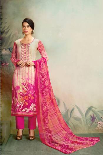 Earn Lots Of Compliments Wearing This Straight Cut Suit In White And Pink Color Paired With Pink Colored Bottom And Dupatta. Its Top Is Fabricated On Cotton Satin Paired With Cotton Bottom And Chiffon Dupatta. Get This Dress Material Stitched As Per Your Desired Fit And Comfort.