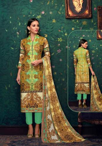 Grab This Multi Colored Dress Material For Your Daily Wear Paired With Sea Green Colored Bottom And Multi Colored Dupatta. This Dress Material Is Fabricated On Cotton Paired With Chiffon Fabricated Dupatta. Get This Stitched As Per Your Regular Comfort. Buy Now.