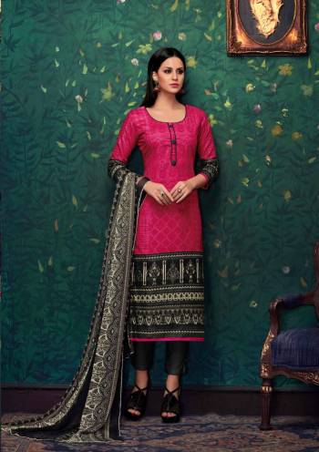 Shine Bright Wearing This Bright Colored Suit In Dark Pink Colored Top Paired With Black Colored Bottom And Black & White Dupatta. Its Top And Bottom Are fabricated On Cotton Paired With Chiffon Dupatta. It Is Beautified With Simple Prints. Get This Dress Material Stitched As Per Your Desired Fit and Comfort.