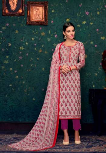 You Will Definitely Earn Lots Of Compliments Wearing This Lovely Suit In Light Pink Color Paired With Magenta Pink Colored Bottom And Light Pink Colored Dupatta. Its Top And Bottom Are Fabricated On Cotton Paired With Chiffon Dupatta. Its Fabrics Ensures Superb Comfort All Day Long. Buy Now.