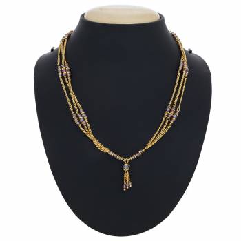 Grab This Simple And Elegant Looking Necklace In Golden Color With Thin Layered Chains. It Is Light Weight And Easy To Carry All Day Long. Buy Now.