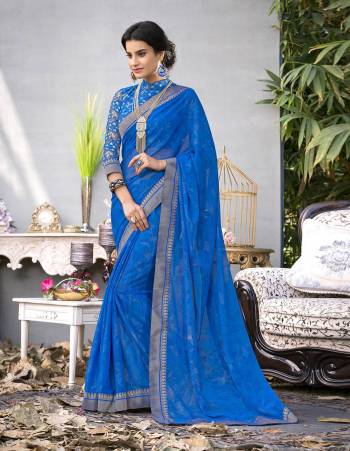 Attract All Wearing This Saree In Blue Color Paired With Two Blouses, Both In Blue Color. This Saree Is Fabricated On Georgette Paired With One Art Silk Blouse And Jacquard Net Fabricated Another Blouse. Its Fabrics Ensures Superb Comfort All Day Long. Buy Now.