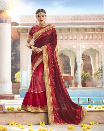 Adorn The Beautiful Queen Look Wearing This Saree In Maroon Color Blouse. This Saree Is Fabricated On Satin Cotton And Georgette Paired With Art Silk Fabricated Blouse. Its Fabrics Ensures Superb Comfort All Day Long. It Is Beautified With Embroidery All Over The Saree. Buy Now.