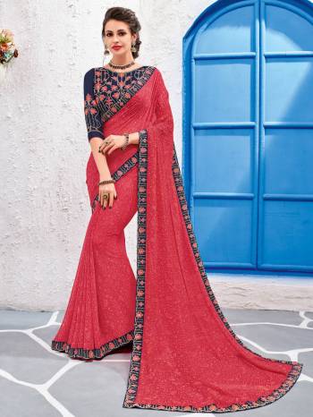 Get This Amazing saree and look pretty like never before. wearing this dark pink color Georgette saree. this gorgeous saree featuring a beautiful mix of designs. look gorgeous at an upcoming any occasion wearing the saree. Its attractive color and designer embroidered design, stone, designer heavy blouse and beautiful floral design work over the attire & contrast hemline adds to the look. Comes along with a contrast unstitched blouse.