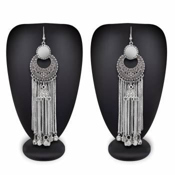 Be It A Simple Kurti Or Suit, This Earrings Are Suitable For Both, Grab This Silver Colored Earrings In Oxidise Material. 