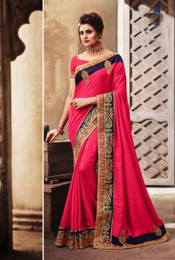 Look Pretty In This Dark Shade Of Pink With This Saree In Dark Pink Color Paired With Dark Pink Colored Blouse. This Saree Is Fabricated On Silk Georgette Paired With Art Silk Fabricated Blouse. It Is Beautified with Attractive Embroidered Lace Border. Buy It Now.