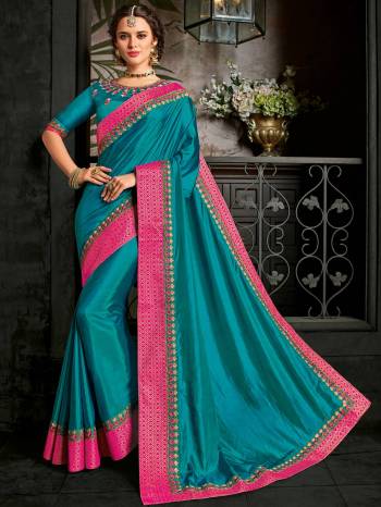 Get this amazing saree from Indian Women and look pretty like never before. wearing this Blue color two-tone silk saree. Ideal for party, festive & social gatherings. this gorgeous saree featuring a beautiful mix of designs. Its attractive color and designer embroidered design, heavy designer blouse, beautiful floral design work over the attire & contrast hemline adds to the look. Comes along with a contrast unstitched blouse.