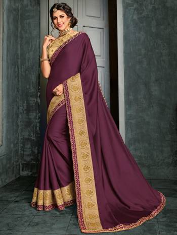 You Look elegant and stylish this festive season by draping this Wine color cotton silk saree. Ideal for party, festive & social gatherings. this gorgeous saree featuring a beautiful mix of designs. Its attractive color and designer embroidered design, heavy designer blouse, beautiful floral design work over the attire & contrast hemline adds to the look. Comes along with a contrast unstitched blouse.