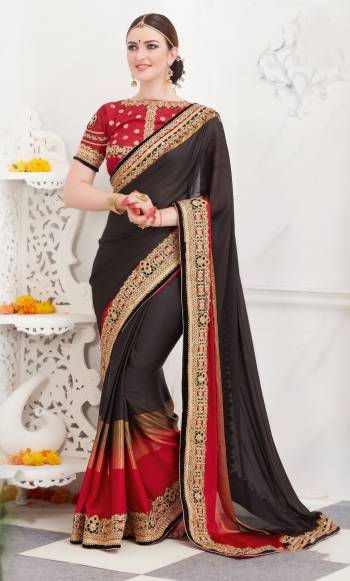 Enhance Your Beauty Wearing This Designer Saree In Black Color Paired With Maroon Colored Blouse, This Saree Is Fabricated On Georgette Paired With Art Silk Fabricated Blouse. This Saree Will Give Your Personality A Rich Look Like Never Before.