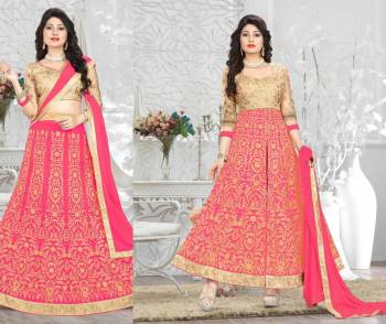 Bright And Visually Appealing Suit Is Here Which Can Be Tailored As Per Your Choice. This Dress Can Be Made As Lehenga Choli Or An Anarkali Suit. Its Blouse Is Fabricated On Art Silk Paired With Net Lehenga, Santoon Bottom And Chiffon Dupatta. All The Fabrics Ensures Superb Comfort All Day Long.