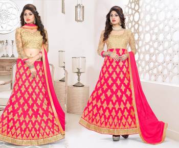 Bright And Visually Appealing Suit Is Here Which Can Be Tailored As Per Your Choice. This Dress Can Be Made As Lehenga Choli Or An Anarkali Suit. Its Blouse Is Fabricated On Art Silk Paired With Net Lehenga, Santoon Bottom And Chiffon Dupatta. All The Fabrics Ensures Superb Comfort All Day Long.