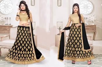 Look The Most Attractive Of All At The Next Function You Attend. So Grab This Dress Which Can Be Styled As Per Your Choice. It Can Be Made As Lehenga Choli Or An Anarkali Suit. It Comes With A Blouse And Semi Stitched Skirt Also With A Bottom And Dupatta. Its Blouse Is Fabricated On Art Silk Paired With Net Lehenga, Santoon Bottom And Chiffon Dupatta. 