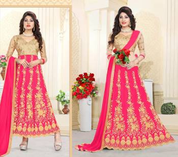 Bright And Visually Appealing Suit Is Here Which Can Be Tailored As Per Your Choice. This Dress Can Be Made As Lehenga Choli Or An Anarkali Suit. Its Blouse Is Fabricated On Art Silk Paired With Net Lehenga, Santoon Bottom And Chiffon Dupatta. All The Fabrics Ensures Superb Comfort All Day Long.