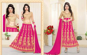 Add This Atractive Looking Rani Pink Color To Your Wardrobe. This Semi-Stitched Dress Can Be Stitched As Lehenga Or An Anarkali Suit. It Comes With A Blouse, Semi-Stitched Lehenga, Bottom Fabric And Dupatta. You Can Get This Tailored As Per Your Needs And Comfort. Buy Now.