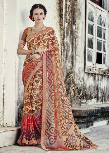 Go Colorful Wearing This Saree In Multi Color Paired With Multi Colored Blouse. This Saree And Blouse Are Fabricated On Chiffon Brasso Beautified With Prints All Over It. Buy This Pretty Deisgner Saree Now.