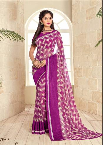 Shine Bright Wearing This Saree In Magenta Colored Saree Paired With Magenta Pink Colored Blouse. This Saree And Blouse Are Fabricated On Georgette Beautified With Prints All Over It. This Saree Is Light Weight And Easy To Carry All Day Long. 