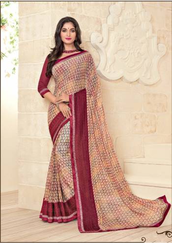 Go Colorful Wearing This Saree In Multi Color Paired With Maroon Colored Blouse, This Saree And Blouse are fabricated On Georgette Beautified With Prints All Over It. Buy This Saree Now.