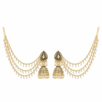 Attract all Pairing This Beautiful Set Of Earrings With Any Colored Traditional Attire. Its Beautiful Moti Work Combined With Jhumka Will Earn You Lots Of Compliments From Onlookers.