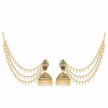 Another Pretty Attractive Earrings Set Is Here Which Can Be Paired With Heavy Traditonal Attire Like Lehenga Or Saree. As It Is In Golden Color Can Be Paired With Any Colored Attire. Buy Now.