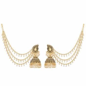 Grab This Heavy And Stylish Pair Of Earrings In Golden Color Beautified With Moti. You can Pair This Beautiful Earrings With Any Traditional Attire. Buy Now.