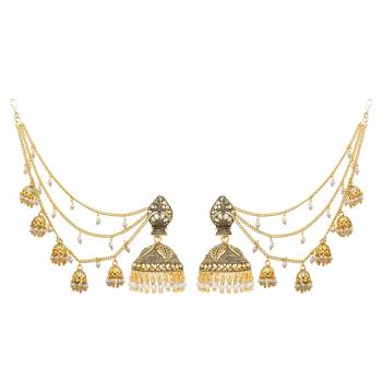 Attract all Pairing This Beautiful Set Of Earrings With Any Colored Traditional Attire. Its Beautiful Moti Work Combined With Jhumka Will Earn You Lots Of Compliments From Onlookers.