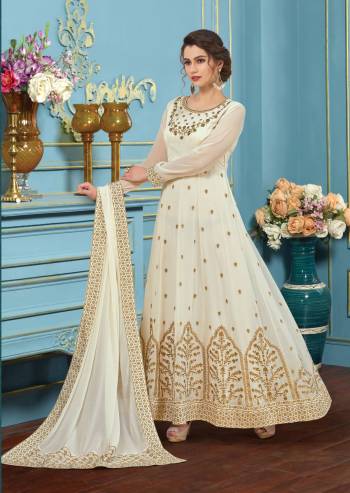 Simple, Elegant And Rich Looking Designer Floor Length Suit Is Here In Pure Whote Color. Its Top Is In White Color Paired With White Colored Bottom And Dupatta. Its Top And Dupatta Are Fabricated On Georgette With Heavy Embroidery Paired With Santoon Fabricated Bottom. Buy This Suit Now.