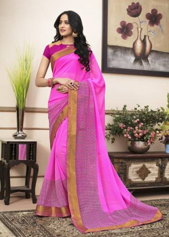 New And Bright Shade In Pink Is Here With This Saree In Powder Pink Color Paired With Pink Colored Blouse. This Saree Is fabricated On Georgette Paired With Cotton Fabriacted Blouse. Both the Fabrics Are Soft Towards Skin And Ensures Superb Comfort All Day Long.