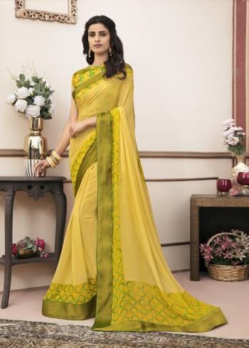 This Summer Give An Attractive Look To Your Personality With This Saree In Yellow Color Paired With Yellow Colored Blouse. This Saree Is Fabricated On Georgette Paired With Cotton Fabricated Blouse. It Is Light Weight And Easy To Carry All Day Long.