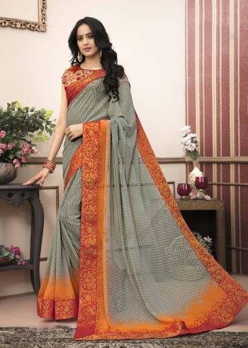 Enhance Your Personality Wearing This Simple And Elegant Looking Saree In Grey Color Paired With Multi Colored Blouse. This Saree Is Fabricated On Georgette Paired With Cotton Fabricated Blouse. 