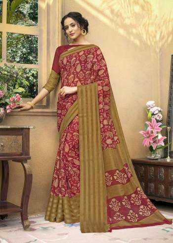 Rich and Royal Looking Saree With This Pretty Casual Saree In Maroon Color Paired With Maroon Colored Blouse, This Saree Is Fabricated On Chanderi Art Silk Paired With Chanderi Art Silk Fabricated Blouse. It Is Beautified With Prints All Over It. Buy Now.