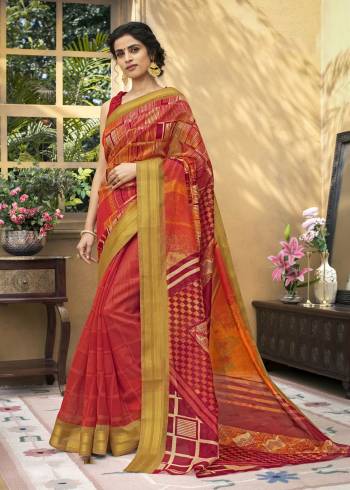 Adorn The Simple And Elegant Angelic Look Wearing This Saree In Red Color Paired With Red Colored Blouse. This saree Is Fabricated On Chanderi Art Silk Paired With Cotton Satin Fabricated Blouse. It Has Floral Prints All Over.