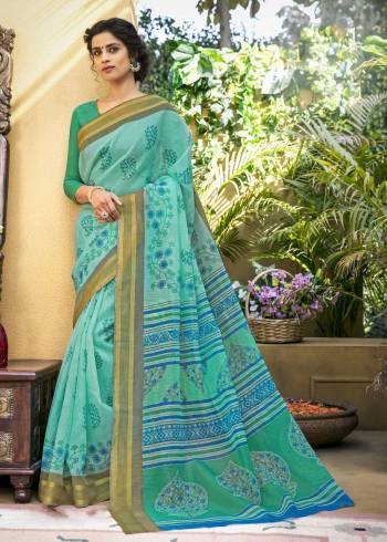 Add This Casual Saree To Your Wardrobe In Blue Color Paired With Blue Colored Blouse. This Saree Is Fabricated On Chanderi Art Silk Paired With Cotton Satin Fabricated Blouse. This Saree Is Light Weight And Easy To Carry All Day Long.